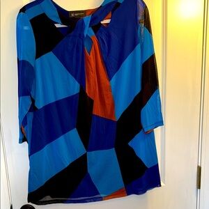 INC International Concepts Blue and Orange Blouse